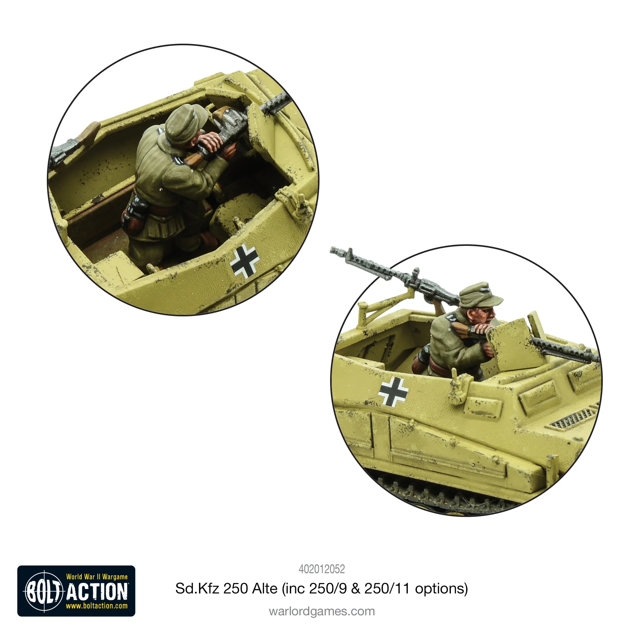 Bolt Action | German | SD.KFZ 250 Alte Half Track options to make version 1, 9 or 11 | 28mm Plastic Vehicle Copy