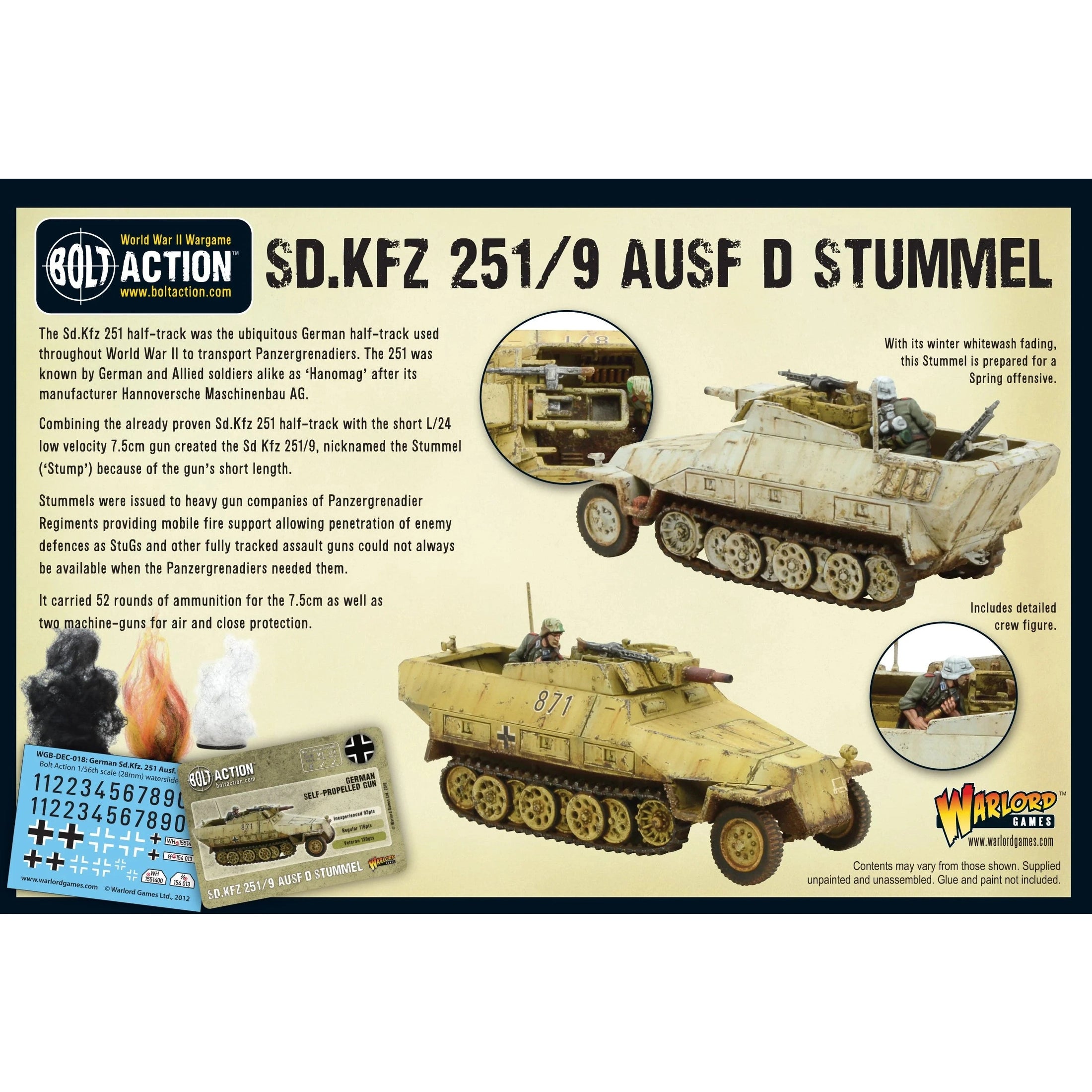 Bolt Action | German SD.KFZ 251/9 Ausf D Stummel | 28mm Plastic Vehicle
