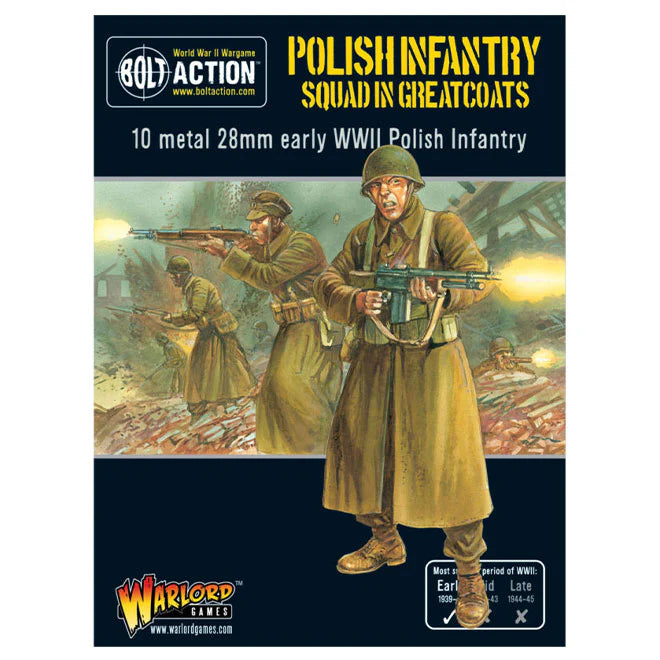 Bolt Action | Polish Infantry Squad in Greatcoats | 28mm Metal Unit