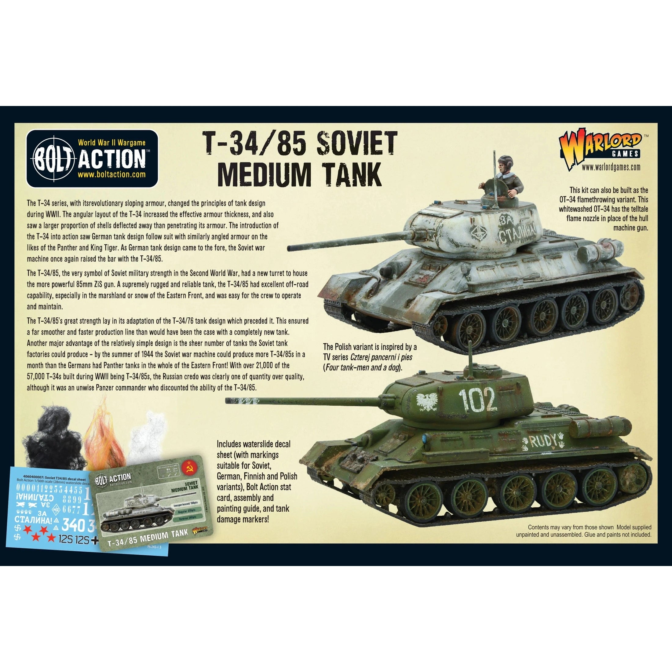 Bolt Action | Soviet | T-34 / 85 Tank | 28mm Plastic Vehicle