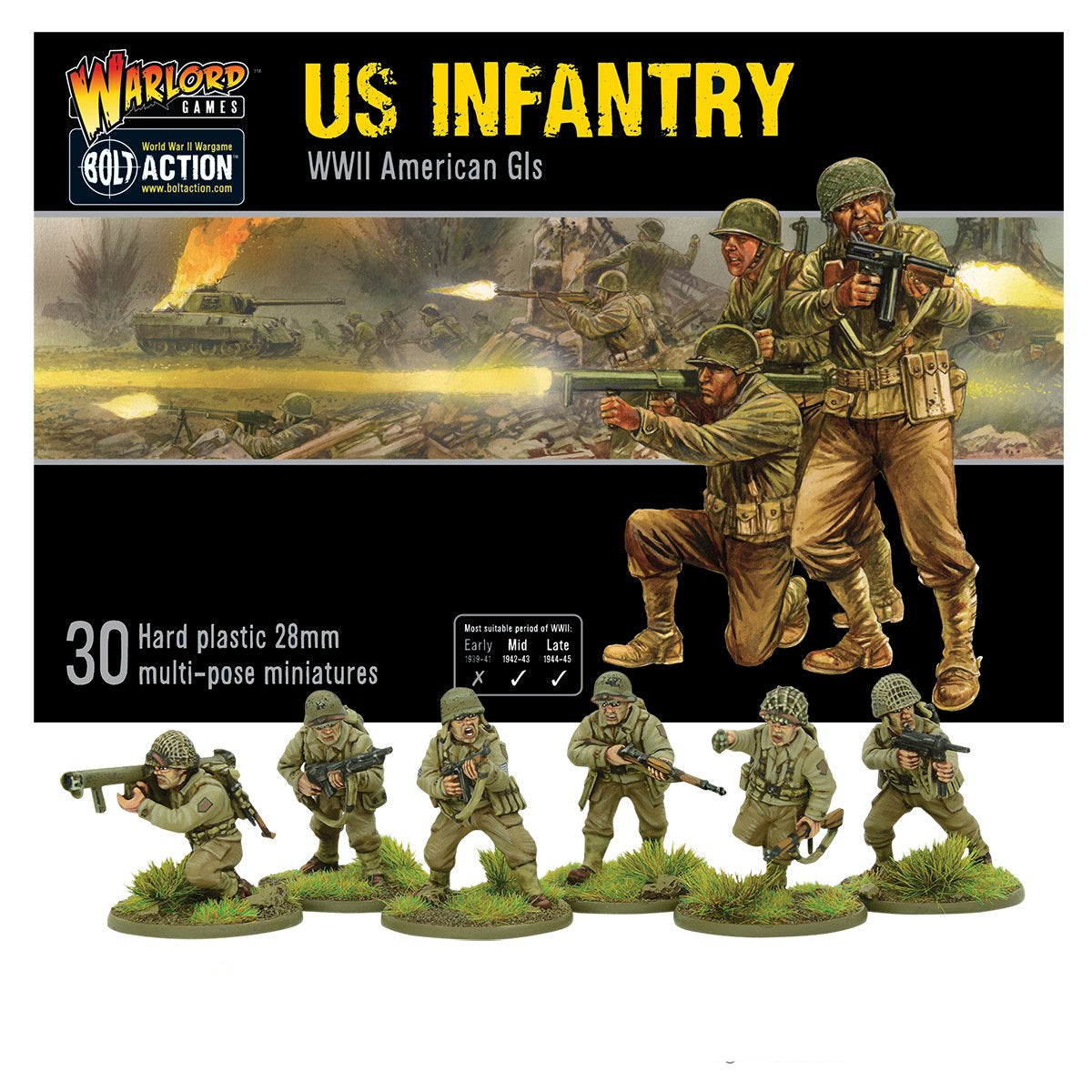 Bolt Action | USA US Infantry | 28mm Plastic Unit | Warlord | Miniature Kingdoms