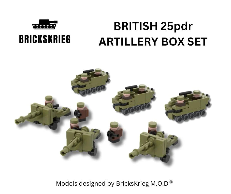 Brickskrieg | British | British 25pdr Artillery Box Set | 1/100 Scale Blocks Unit