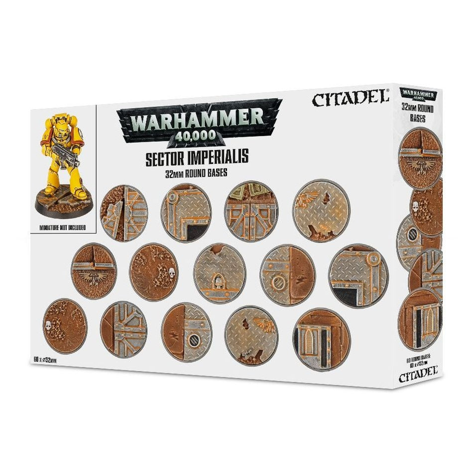 Citadel | Warhammer 40,000 | Sector Imperialis | 32mm Round Bases | Plastic Bases Box