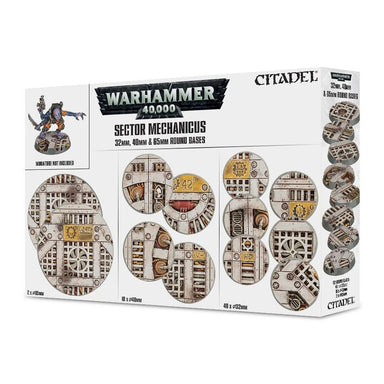 Citadel | Warhammer 40,000 | Sector Mechanicus | Mixed Round Bases | Plastic Bases Box