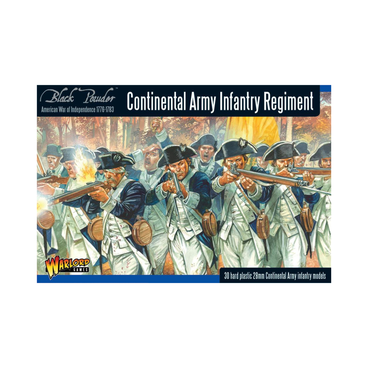 Black Powder | AWI Continental Infantry Regiment | 28mm Plastic Unit | Warlord | Miniature Kingdoms