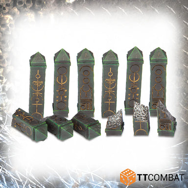 Tabletop Scenics | Sci Fi Gothic Cyber Columns | 28mm Resin Blister Pack | TTCombat | Miniature Kingdoms