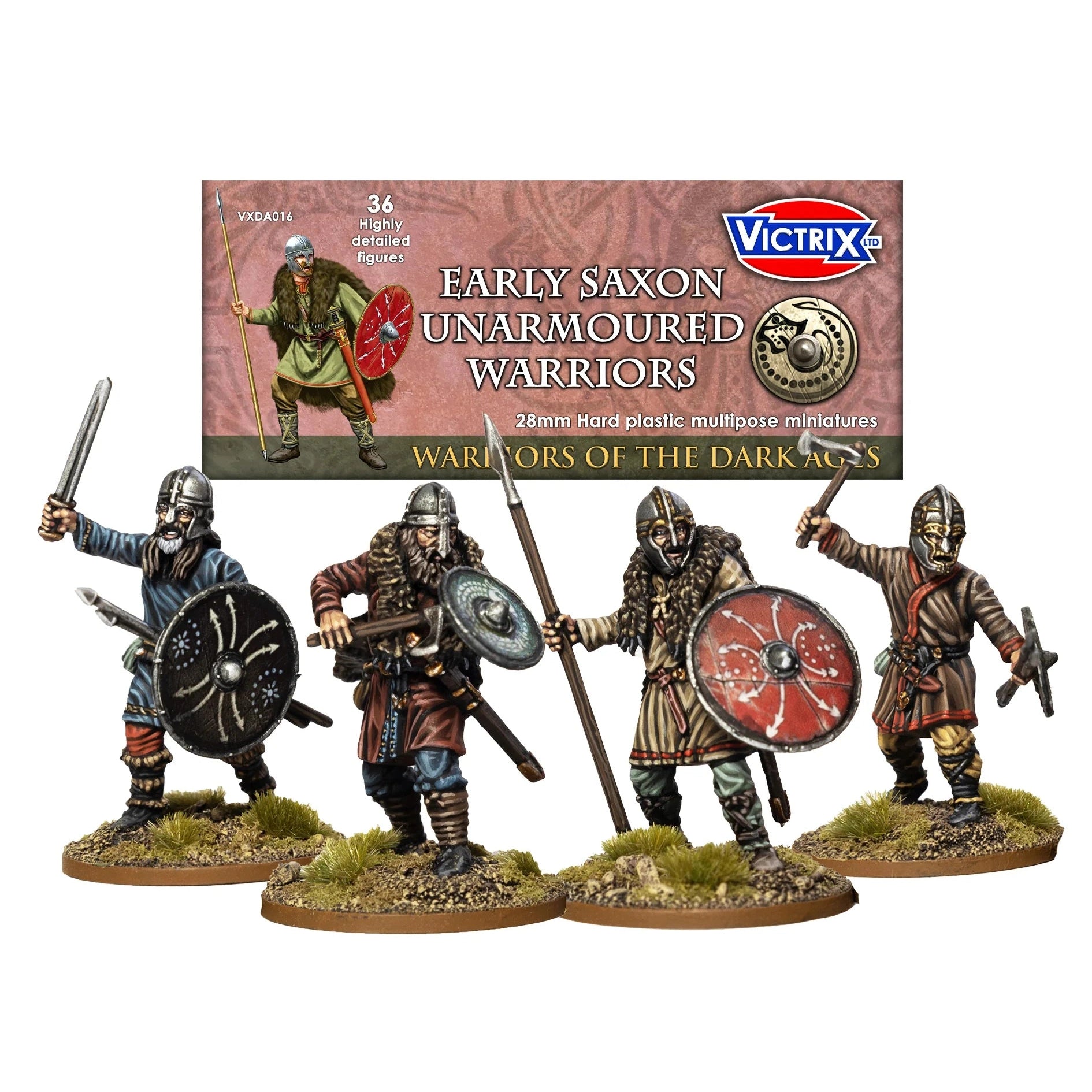 Victrix | Dark Ages Early Saxon Unarmoured Warriors | 28mm Plastic Unit | North Star Games | Miniature Kingdoms