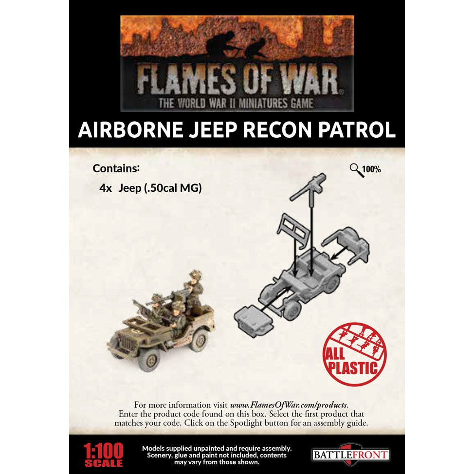 Flames of War | American Airborne Jeep Recon Patrol | 15mm Plastic Unit
