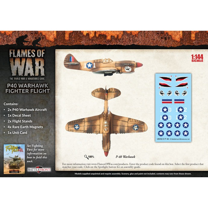 Flames of War | American | P40 Warhawk Flight | 1/144 Resin Metal Unit