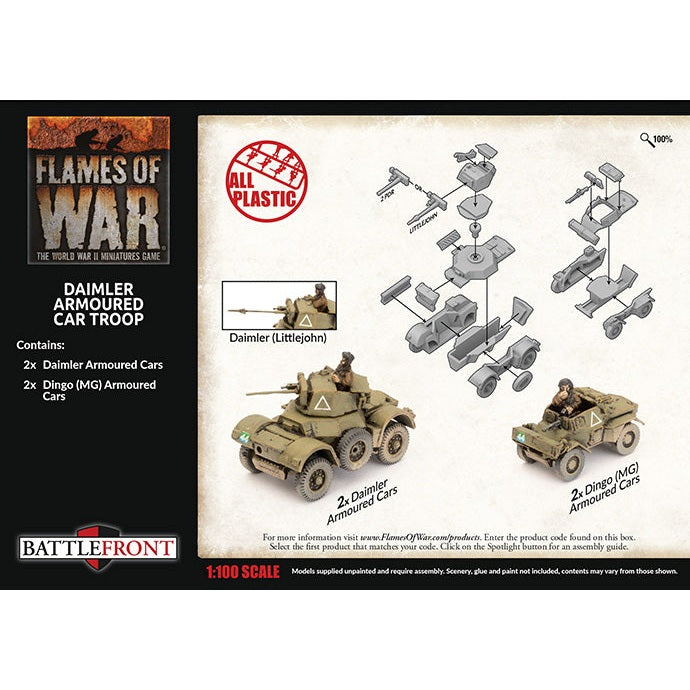 Flames of War | British Daimler Armoured Car Troop | 15mm Plastic Unit