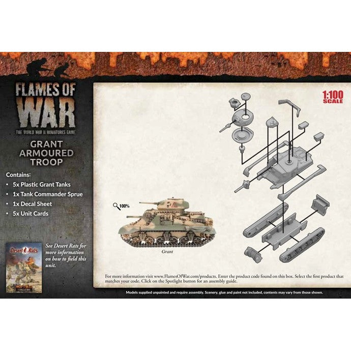 Flames of War | British Grant Armoured Troop Troop | 15mm Plastic Unit