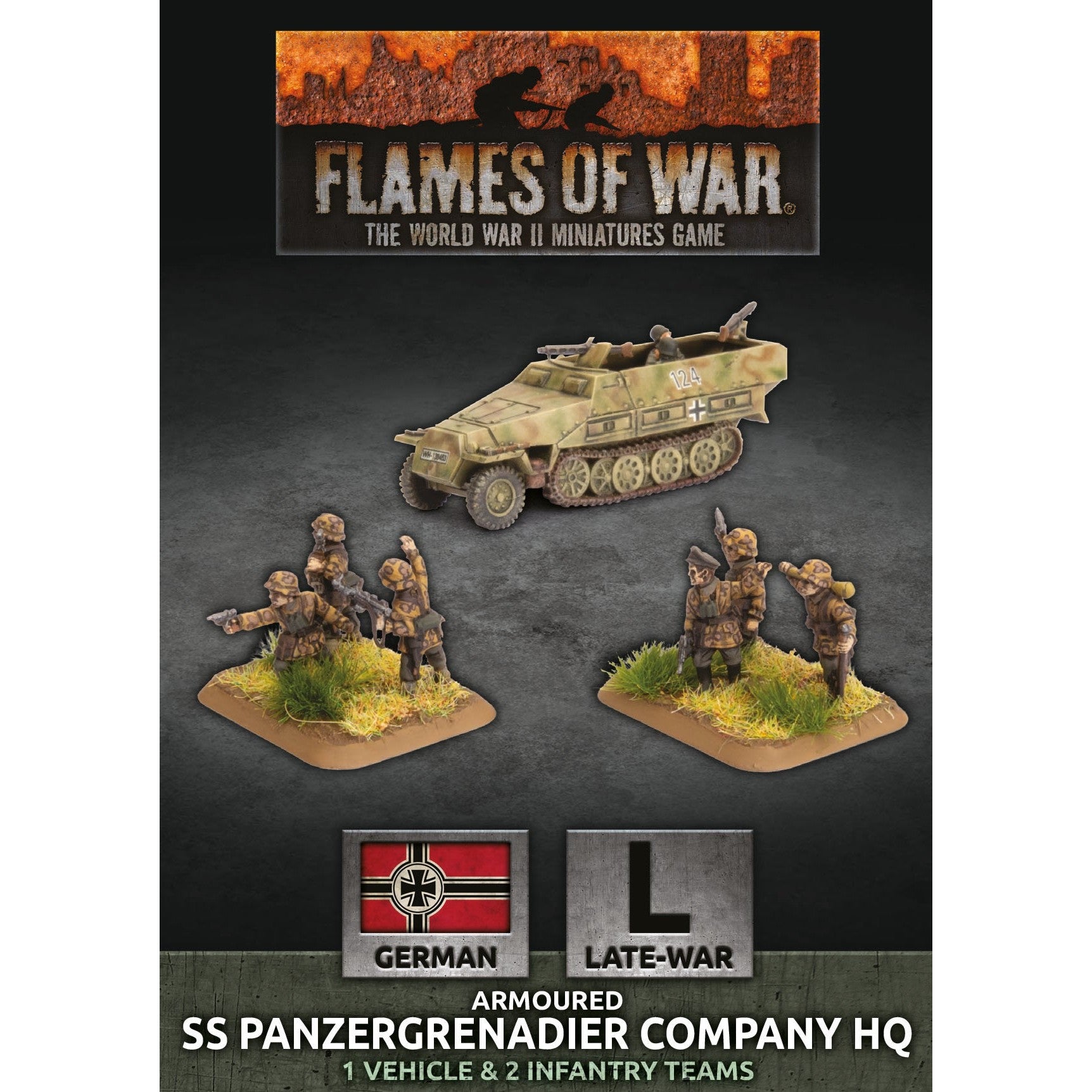 Flames of War | German Armoured SS Panzergrenadier Company HQ | 15mm Plastic Unit