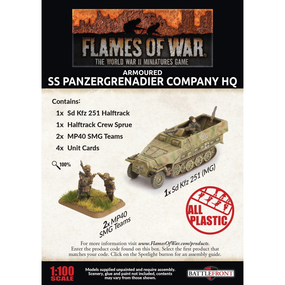 Flames of War | German Armoured SS Panzergrenadier Company HQ | 15mm Plastic Unit