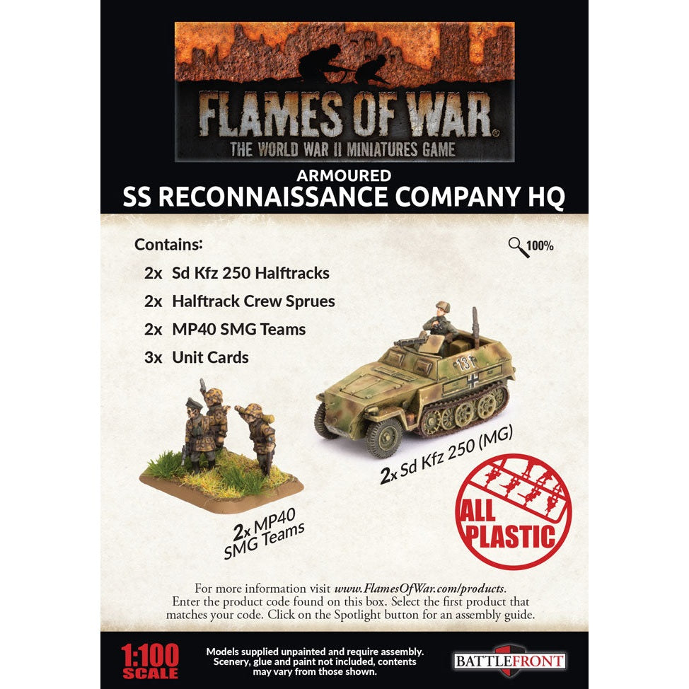 Flames of War | German SS Reconnaissance Company HQ | 15mm Plastic Unit