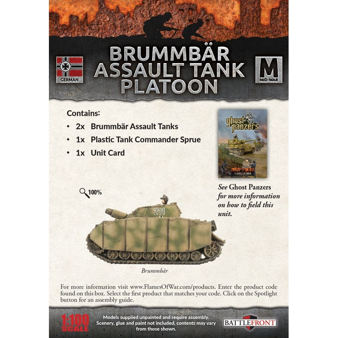 Flames of War | German Brummbar Assault Tank Platoon | 15mm Resin / Metal Unit