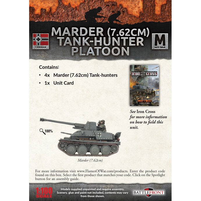 Flames of War | German | Marder 7.62cm Tank Hunter Platoon | 15mm Resin / Metal Unit