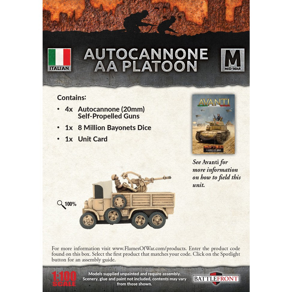 Flames of War | Italian | Autocannone AA Platoon | 15mm Resin / Metal Unit