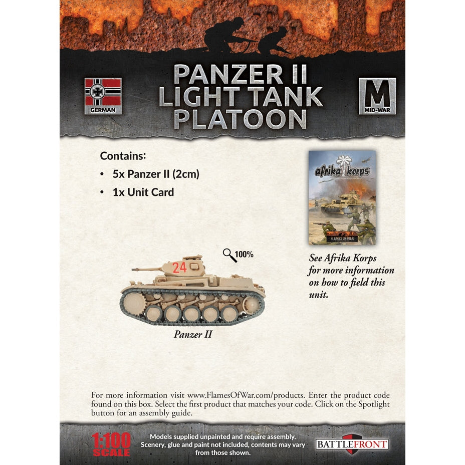 Flames of War | Clearance | German Panzer II Light Tank Platoon | 15mm Metal / Resin Unit | Battlefront | Miniature Kingdoms