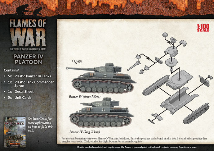 Flames of War | German Panzer IV Platoon | 15mm Plastic Unit