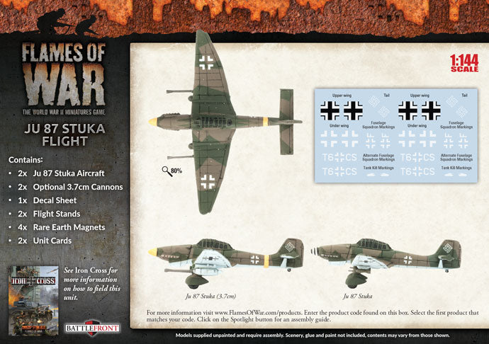 Flames of War | German | Ju 87 Stuka Flight | 1/144 Plastic Unit