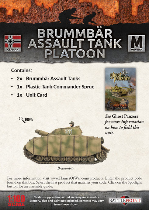 Flames of War | German Brummbar Assault Tank Platoon | 15mm Resin / Metal Unit