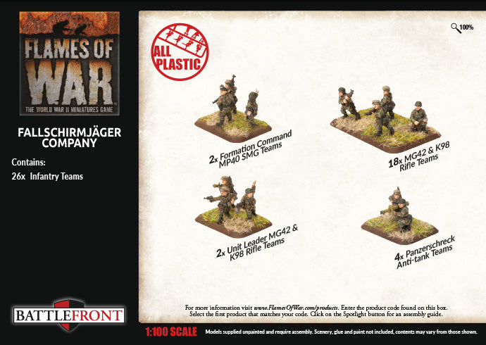 Flames of War | German Fallschirmjager Company | 15mm Plastic Unit