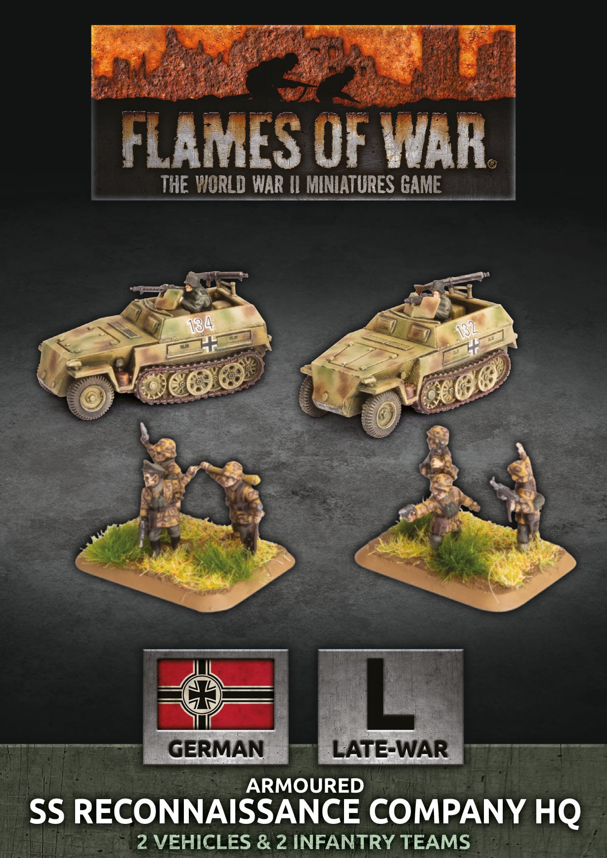 Flames of War | German SS Reconnaissance Company HQ | 15mm Plastic Unit