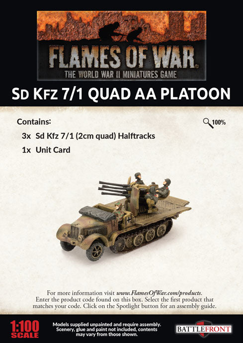 Flames of War | German Sd Kfz 7/1 Quad AA Platoon | 15mm Resin / Metal Unit