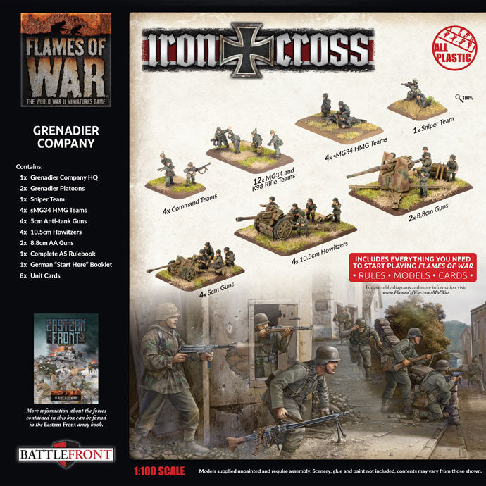 Flames of War | German | Iron Cross Grenadier Company Army | 15mm Plastic Starter | Battlefront | Miniature Kingdoms