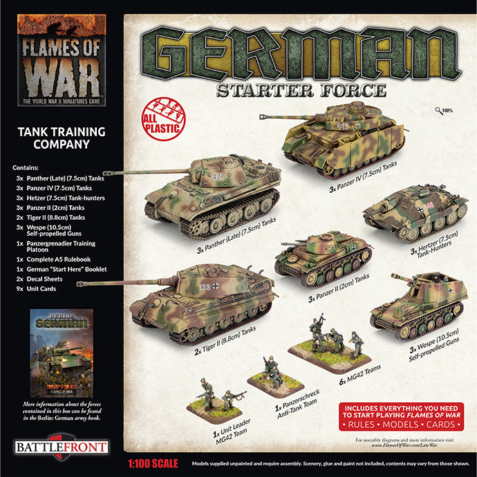 Flames of War | German | German Tank Training Company | 15mm Plastic Starter | Battlefront | Miniature Kingdoms