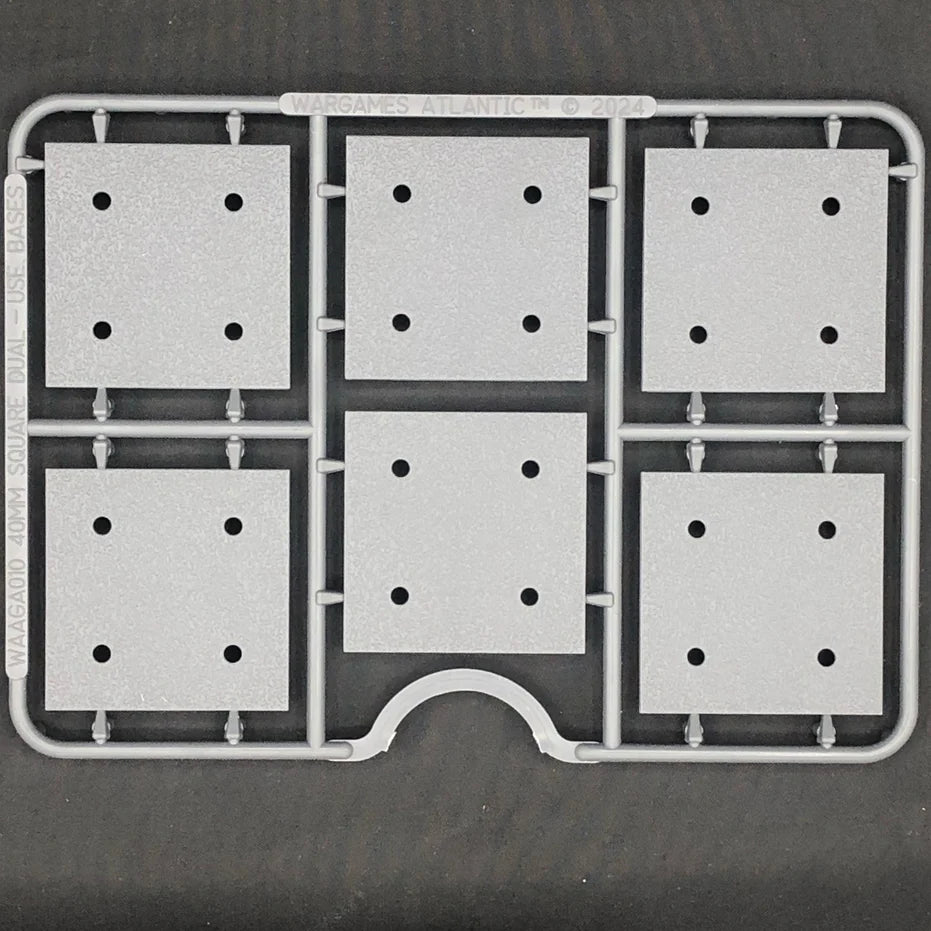 Wargames Atlantic | General Accoutrements | 40mm Square Dual Bases | Single Sprue Copy