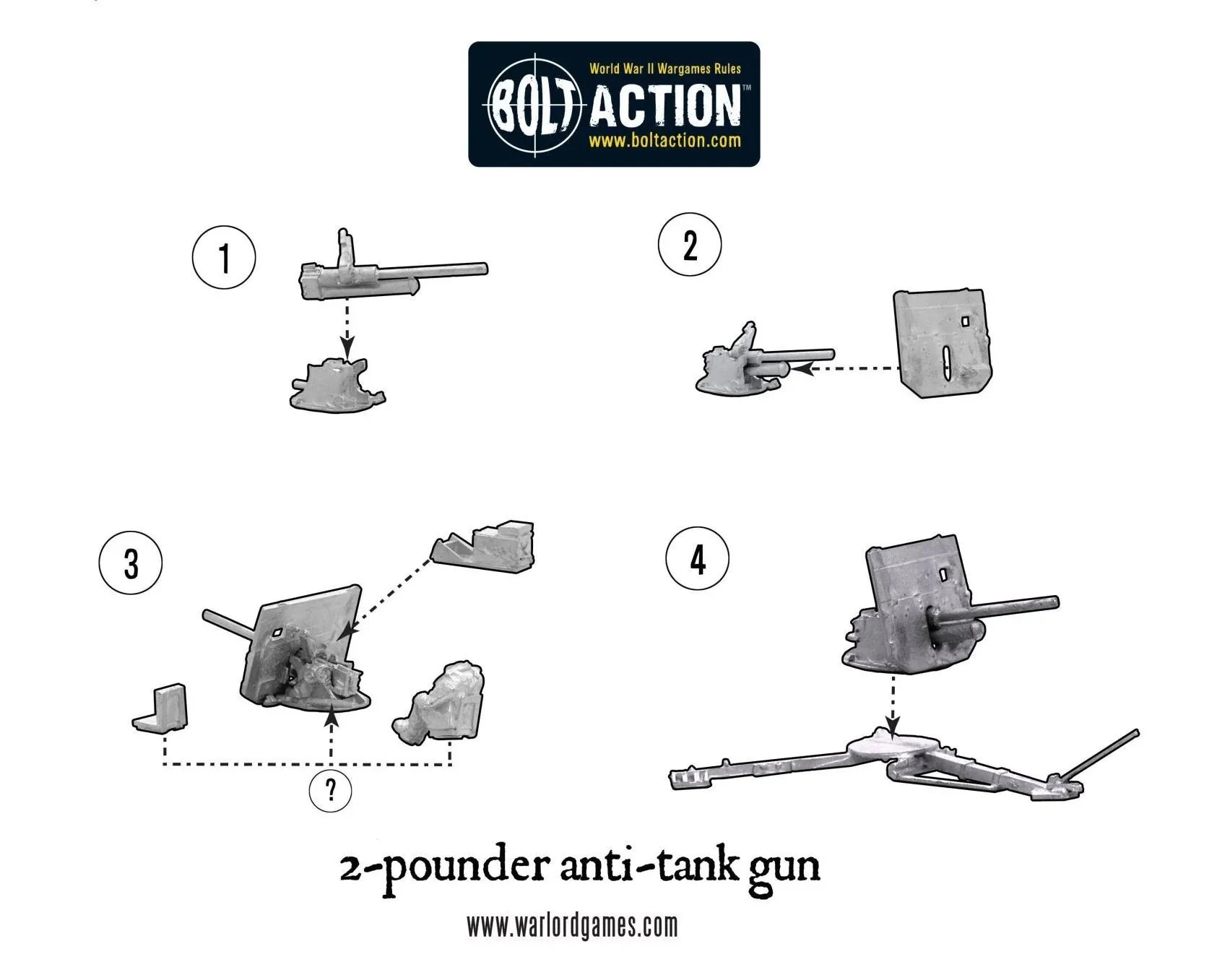 Bolt Action | Amr 8th Army 2 Pdr Anti Tank Gun | 28mm Metal Blister Pack Copy