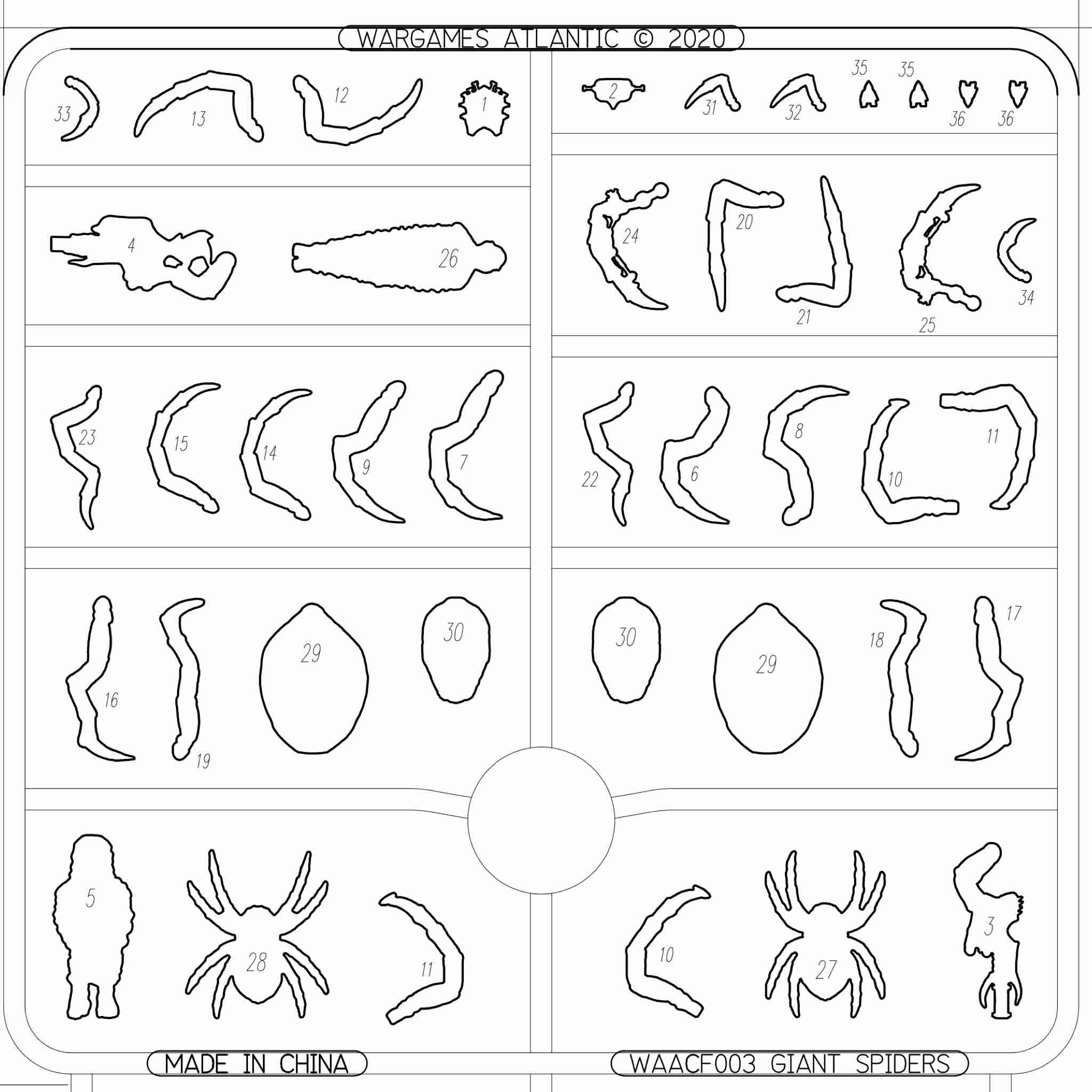 Classic Fantasy | Monsters Giant Spiders | Plastic Unit | Wargames Atlantic | Miniature Kingdoms