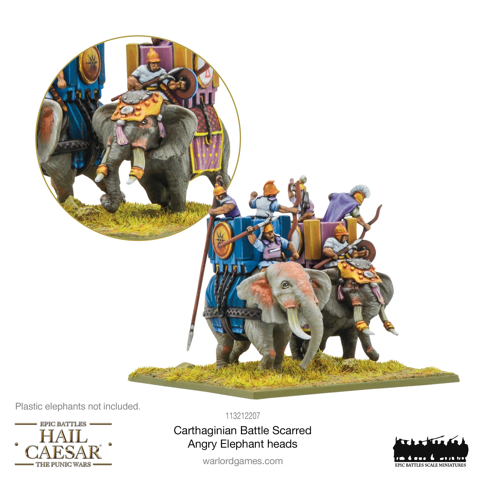 Hail Caesar Epic | Carthaginian | War Elephant Heads | 13.5mm Resin Blister Pack