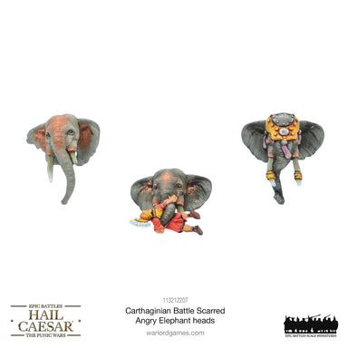 Hail Caesar Epic | Carthaginian | War Elephant Heads | 13.5mm Resin Blister Pack