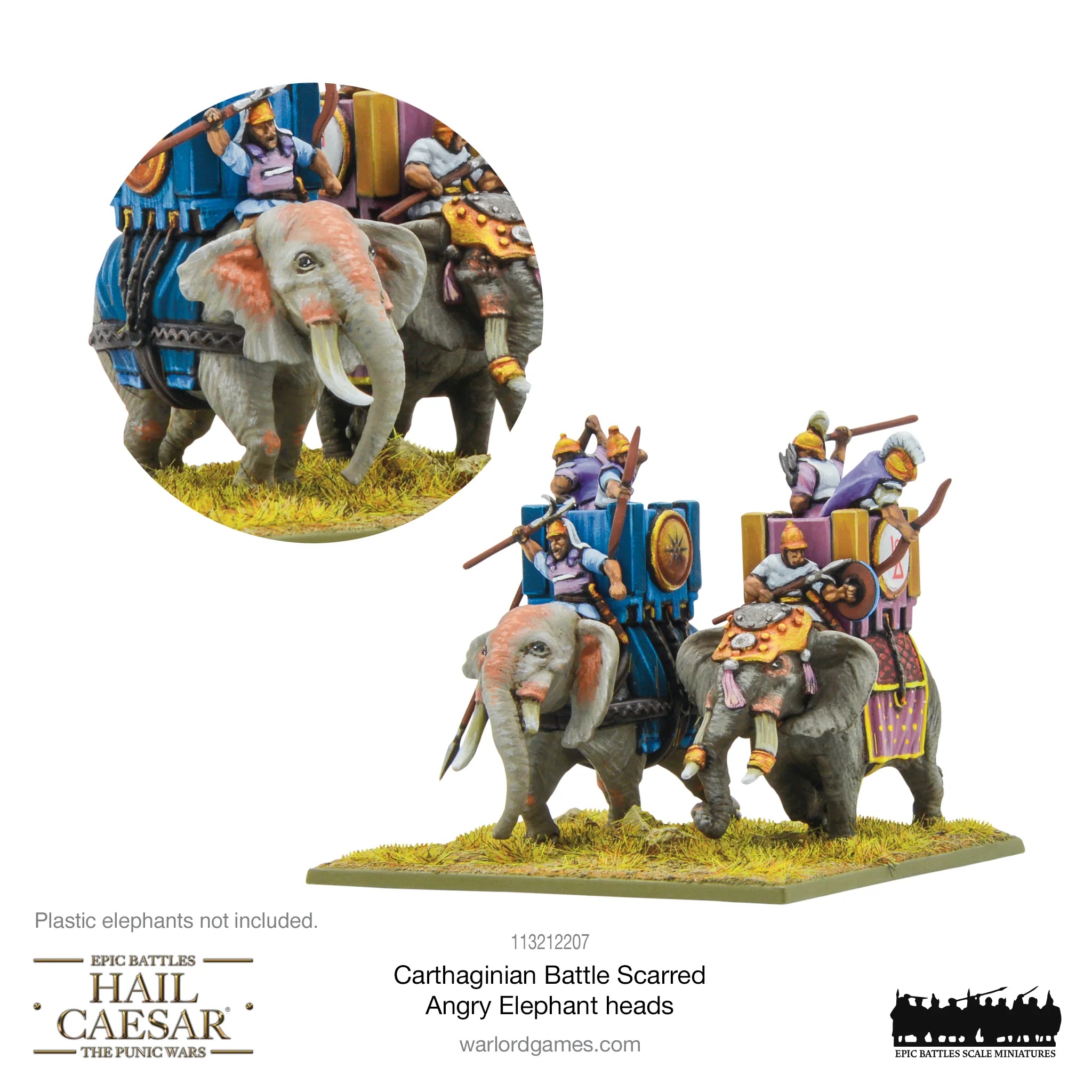 Hail Caesar Epic | Carthaginian | War Elephant Heads | 13.5mm Resin Blister Pack