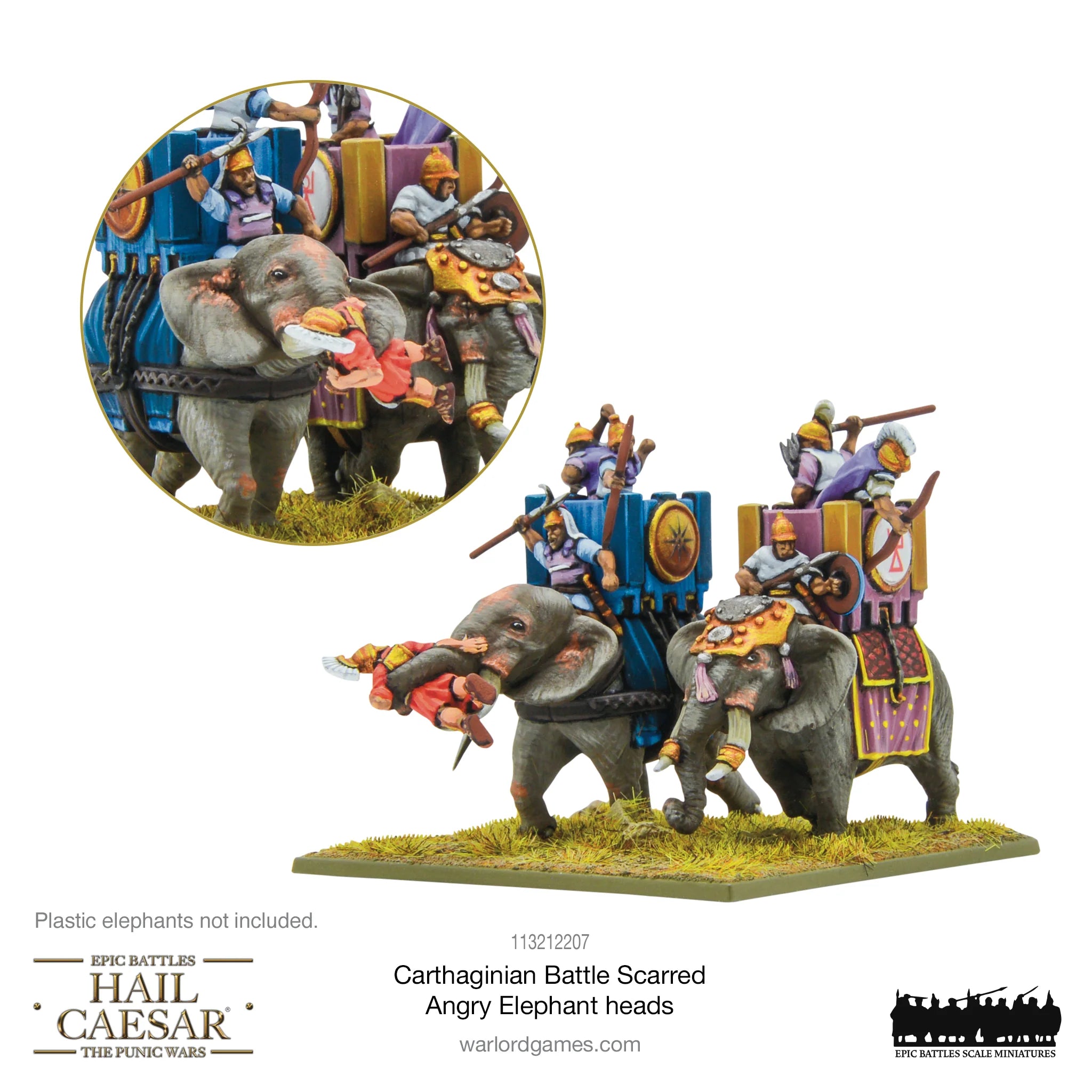 Hail Caesar Epic | Carthaginian | War Elephant Heads | 13.5mm Resin Blister Pack