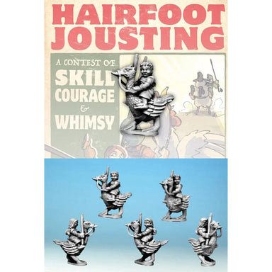 Hairfoot Jousting | Hairfoot Jouster Riding a Goose | 28mm Metal Blister Pack
