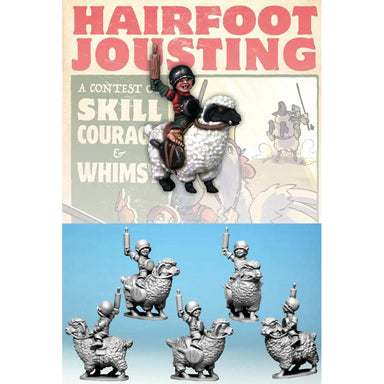Hairfoot Jousting | Hairfoot Jouster Riding a Sheep | 28mm Metal Blister Pack