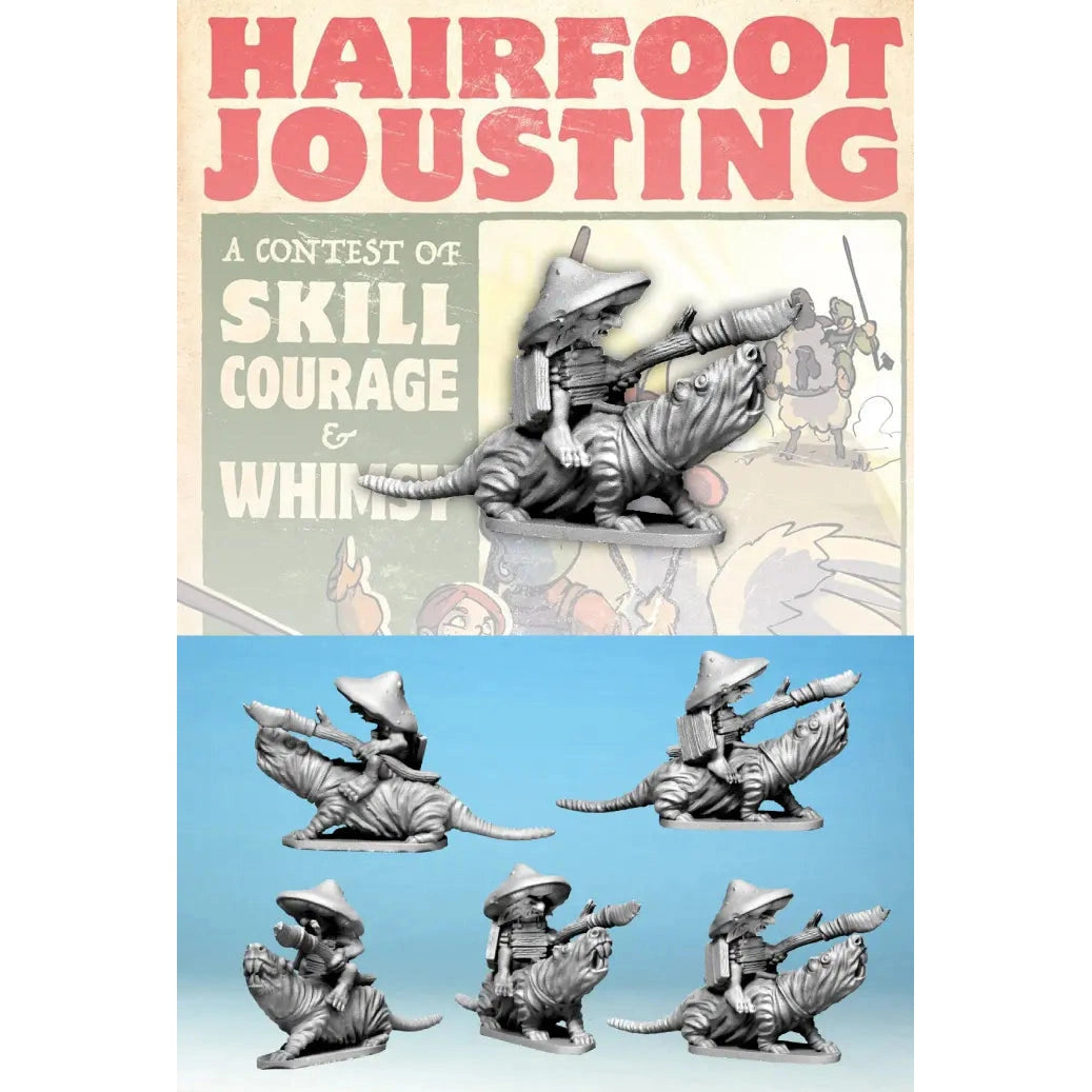 Hairfoot Jousting | Wartnose Jouster Riding a Molerat | 28mm Metal Blister Pack