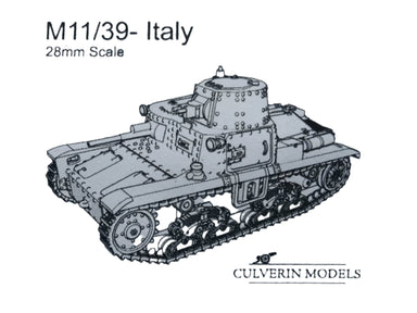 Culverin Models | M11 / 39 Italian Tank | 28mm Scale | 3d Printed Resin