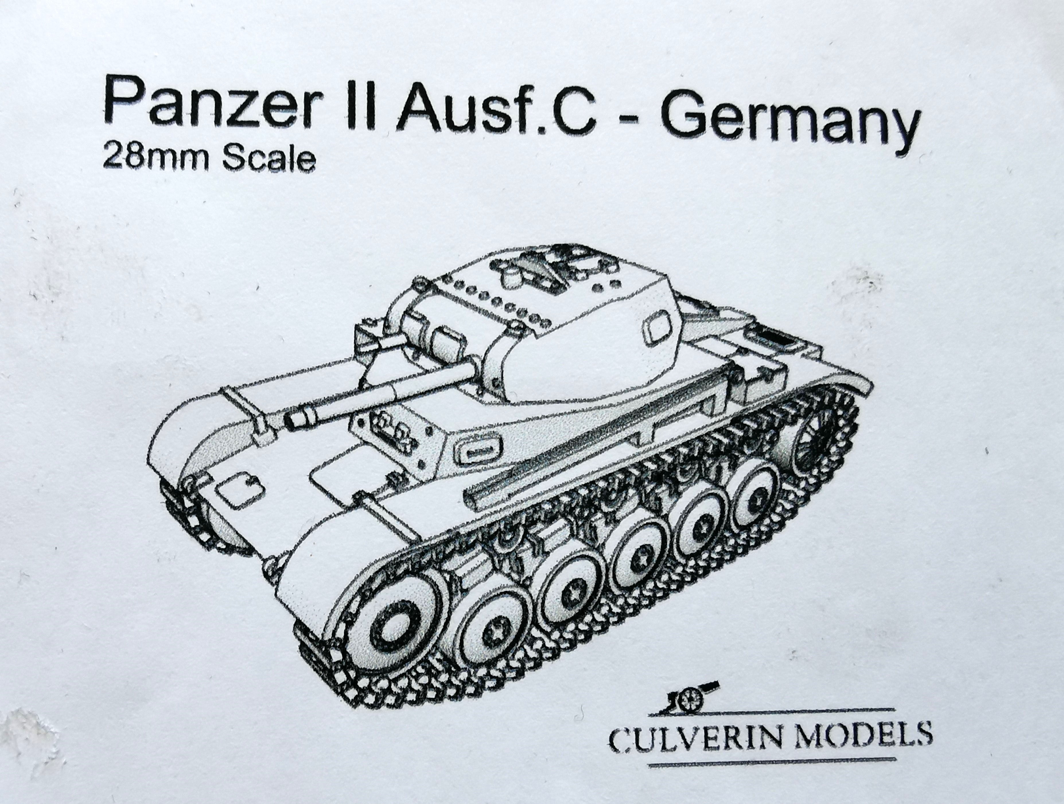 Culverin Models | Panzer II Ausf.C German Tank | 28mm Scale | 3d Printed Resin