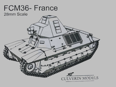 Culverin Models | French FCM36 Tank | 28mm Scale | 3d Printed Resin