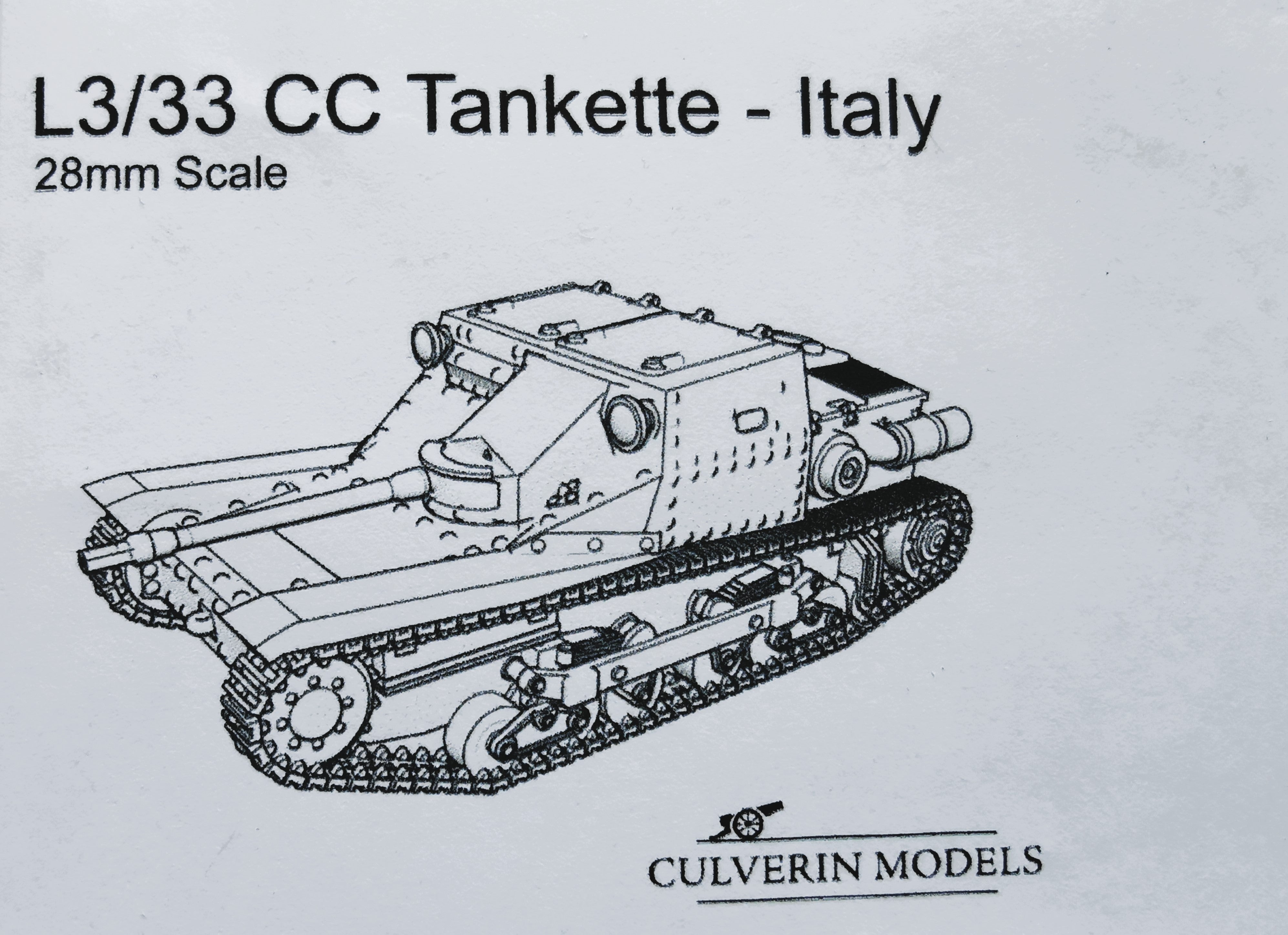 Culverin Models | L3 / 33 Italian Tankette | 28mm Scale | 3d Printed Resin