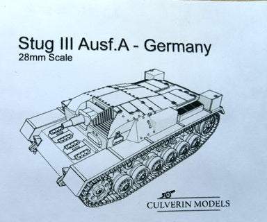 Culverin Models | Stug III Ausf.A German Tank Destroyer| 28mm Scale | 3d Printed Resin