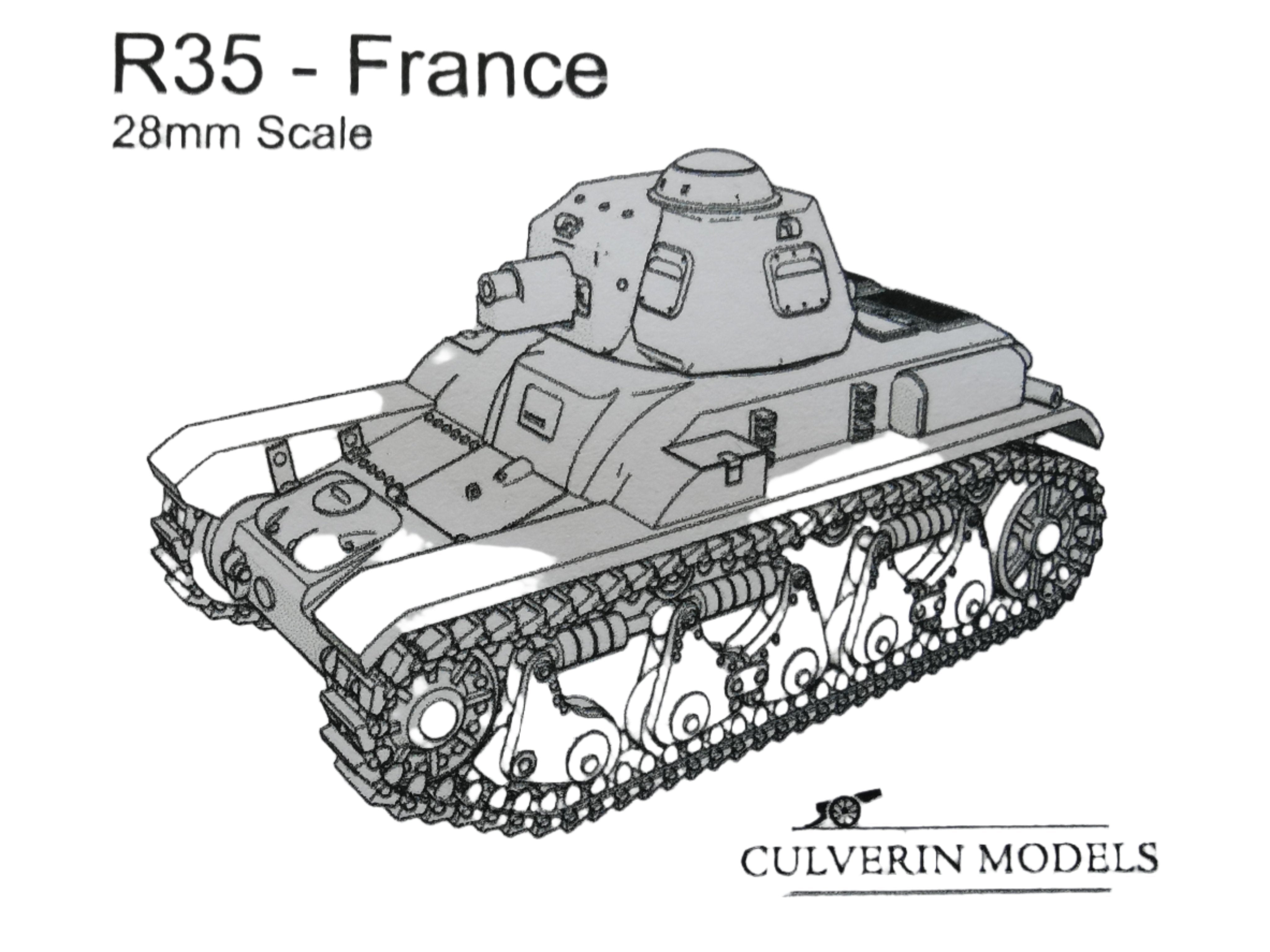 Culverin Models | French R35 Tank | 28mm Scale | 3d Printed Resin