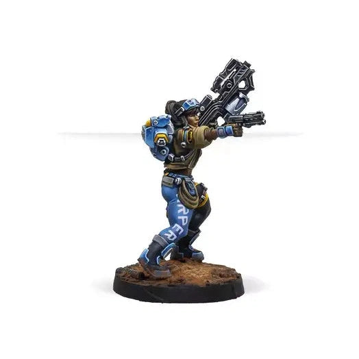 Infinity | Panoceania | Dr Priya Harper, Archeo Raider P.Carbine | 28mm Metal Small Box