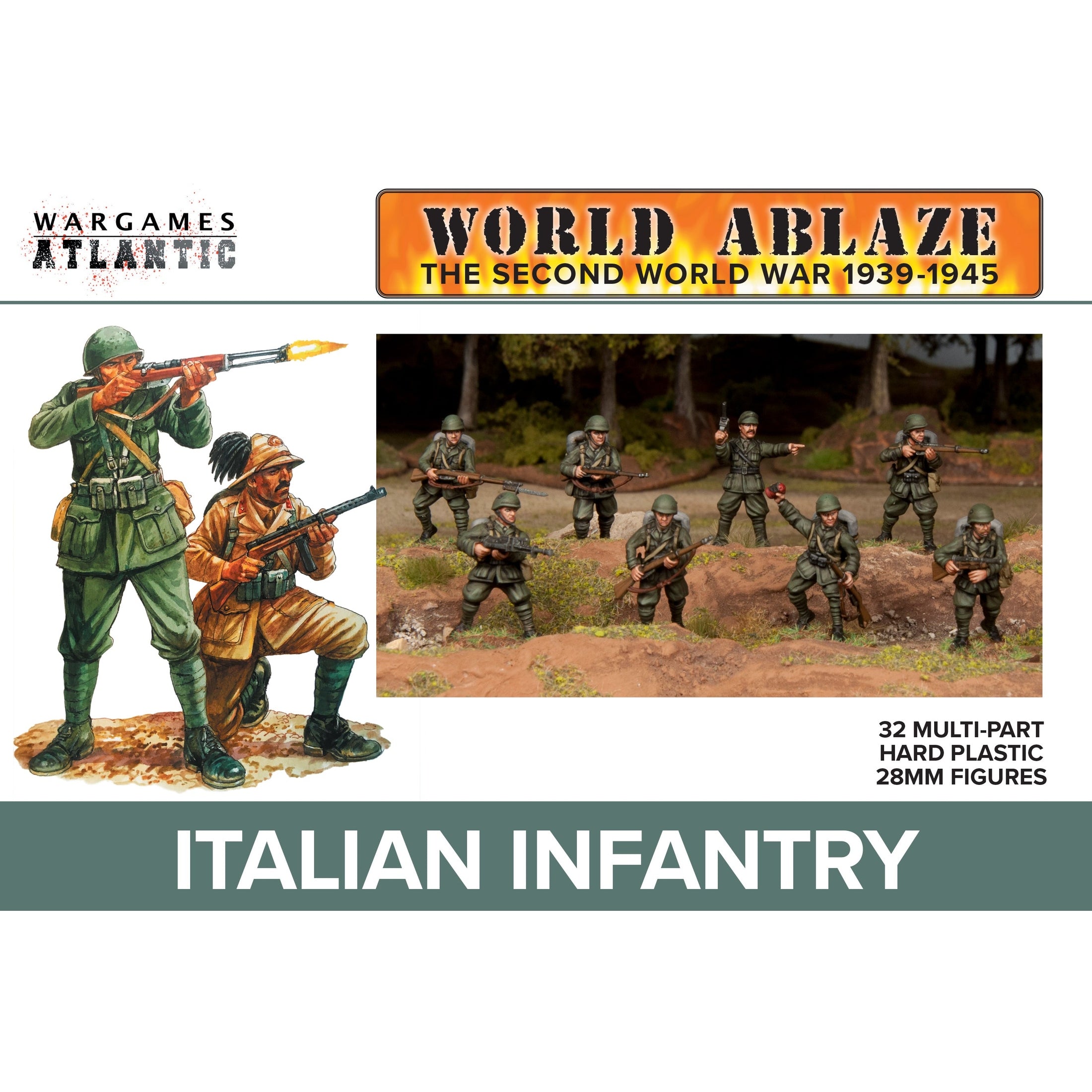 Worlds Ablaze | Italian Infantry | Plastic Unit | Wargames Atlantic | Miniature Kingdoms