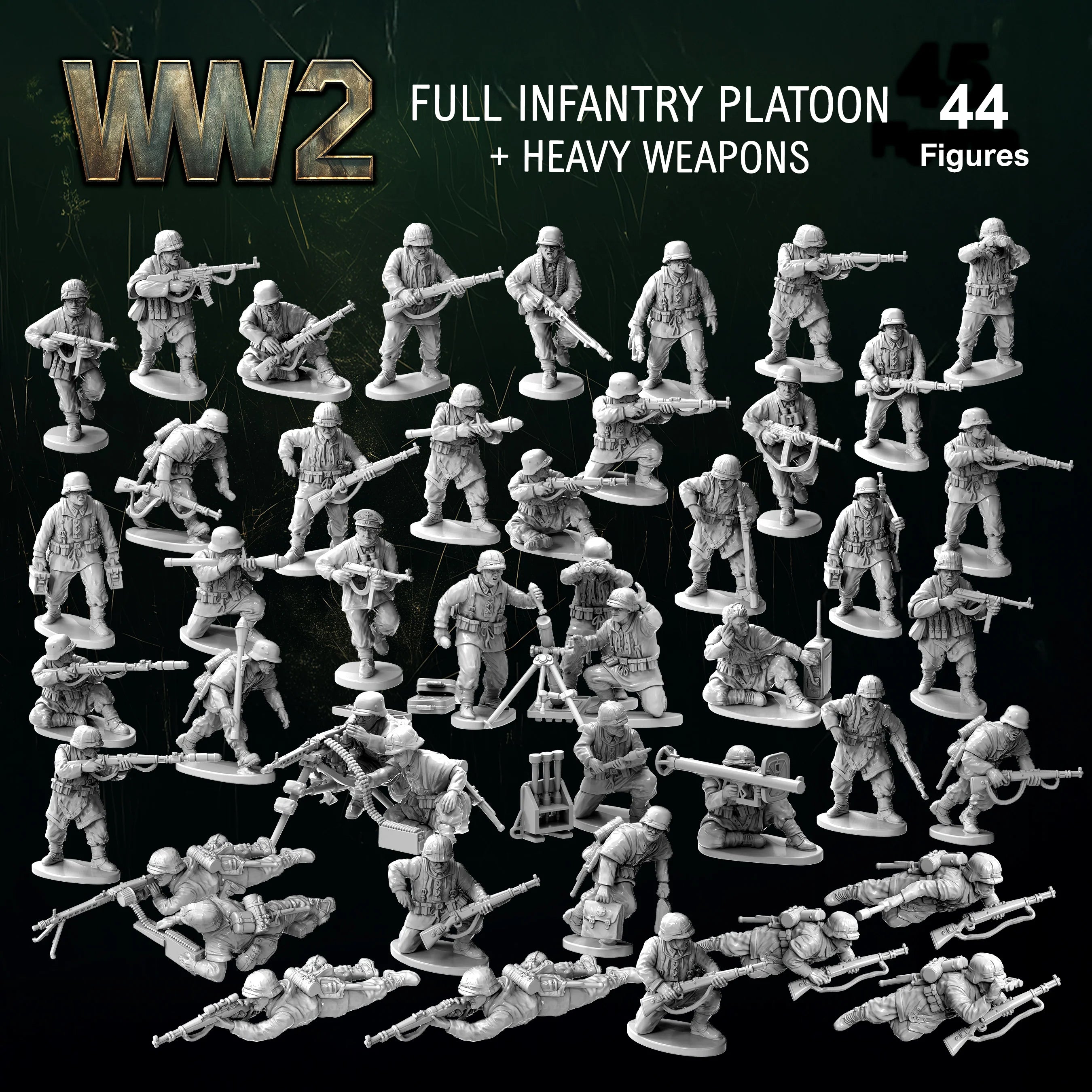 Late War German Infantry & Heavy Weapons 1944-1945 44 | 28mm Plastic Unit