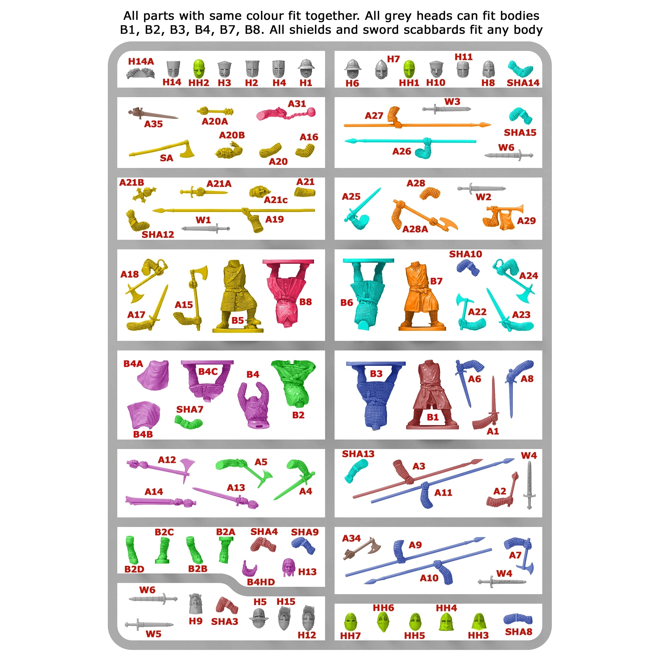 Medieval Foot Knights 32 Figs | 28mm Plastic Unit